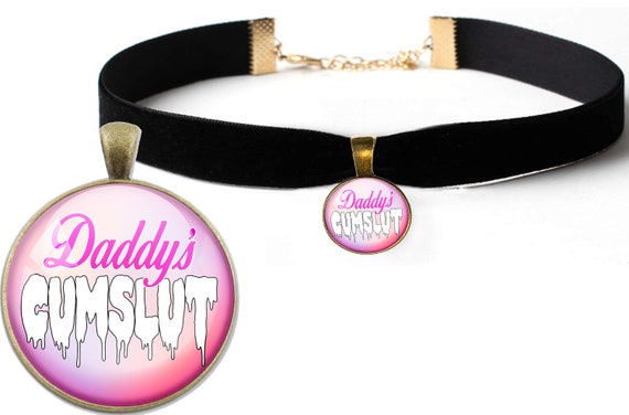 Cute Pink DADDYS CUMSLUT owned by daddy sexy choker necklace for cum slut princess baby girl collar necklace ddlg cglg bdsm fun hotwife