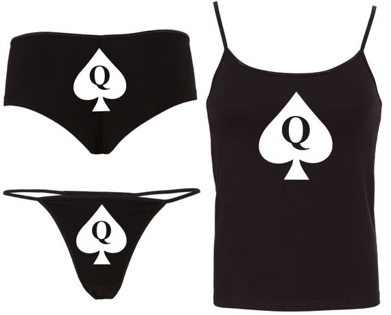 Camisole Set QUEEN of SPADES for BBC lovers owned slave boy short thong panty Panties boyshort slutty slut collar collared hotwife hot wife