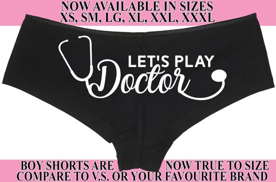 LETS PLAY DOCTOR Wife honeymoon engagement bridal bachelorette panty Panties boyshort sexy party wifey gift hen party panty game flirty fun