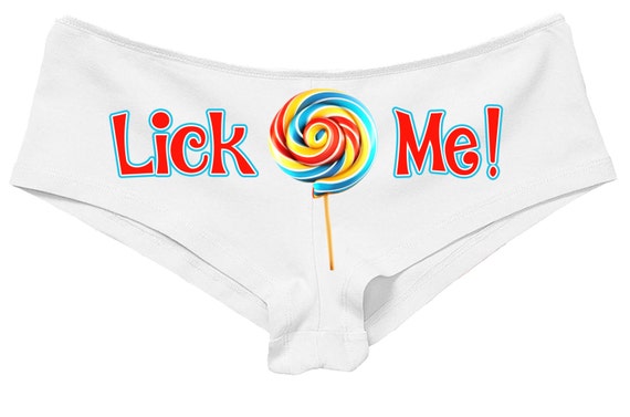 LICK ME with LOLLIPOP cute flirty boy short panty new boyshort lots of color choices sexy funny