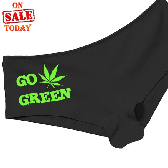 GO GREEN Smoking Marijuana leaf pot 420 dope boyshort Bella new panties 11 panty color choices 12 for logo sexy funny boy short underwear