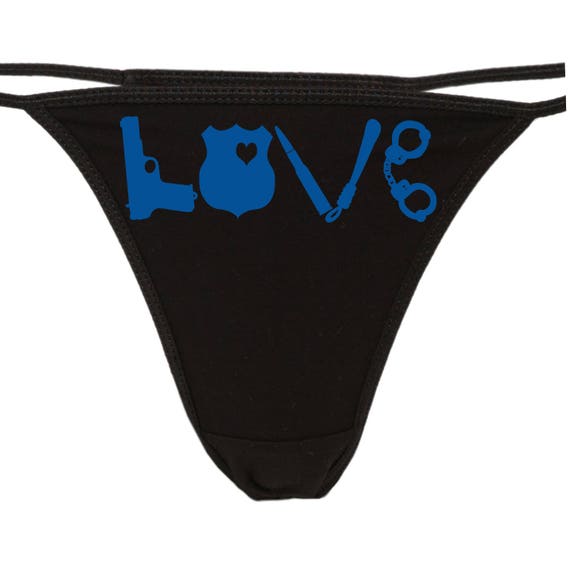 LOVE POLICE LEO Wife honeymoon engagement bridal bachelorette thong panties underwear policeman sexy party wifey cop - warrant not required