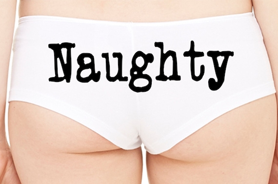 NAUGHTY GIRL show your slutty side hen party bachelorette boy short panty Panties white boyshort sexy funny party rude gift flirty fun rave