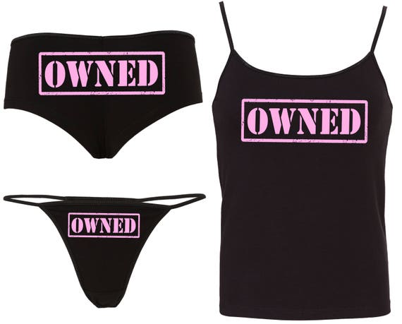 OWNED STAMP Camisole Set 15 color choices with matching boy short or thong panties boyshort hen party bachelorette BDSM ddlg cglg baby girl