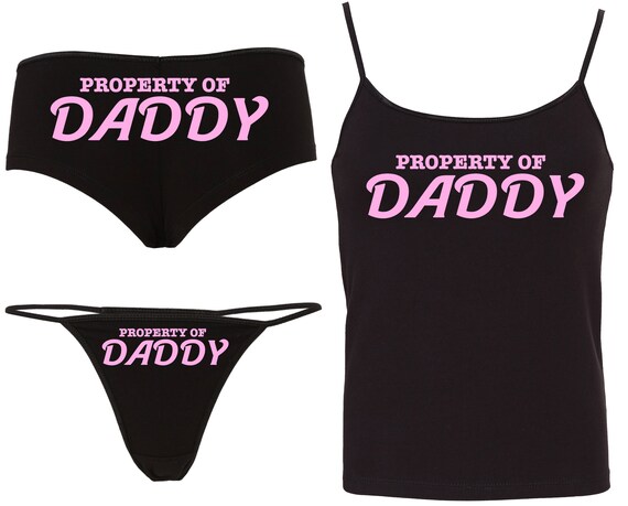 PROPERTY Of DADDY Camisole Set 15 color choices matching boy short or thong panties boyshort hen party bachelorette BDSM ddlg cglg baby girl