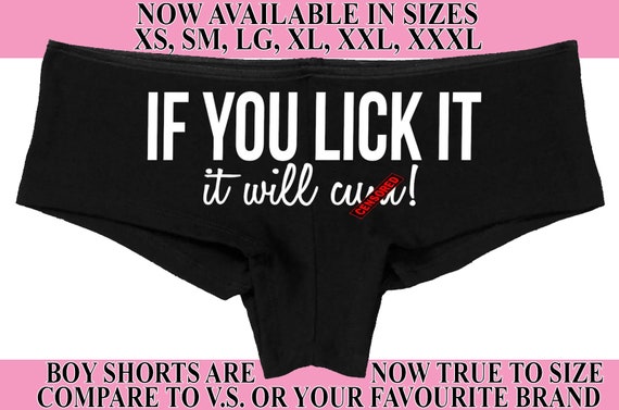 IF You LICK it, it will CUM honeymoon engagement bridal bachelorette hen boy short the panty game Panties boyshort funny party sexy oral sex