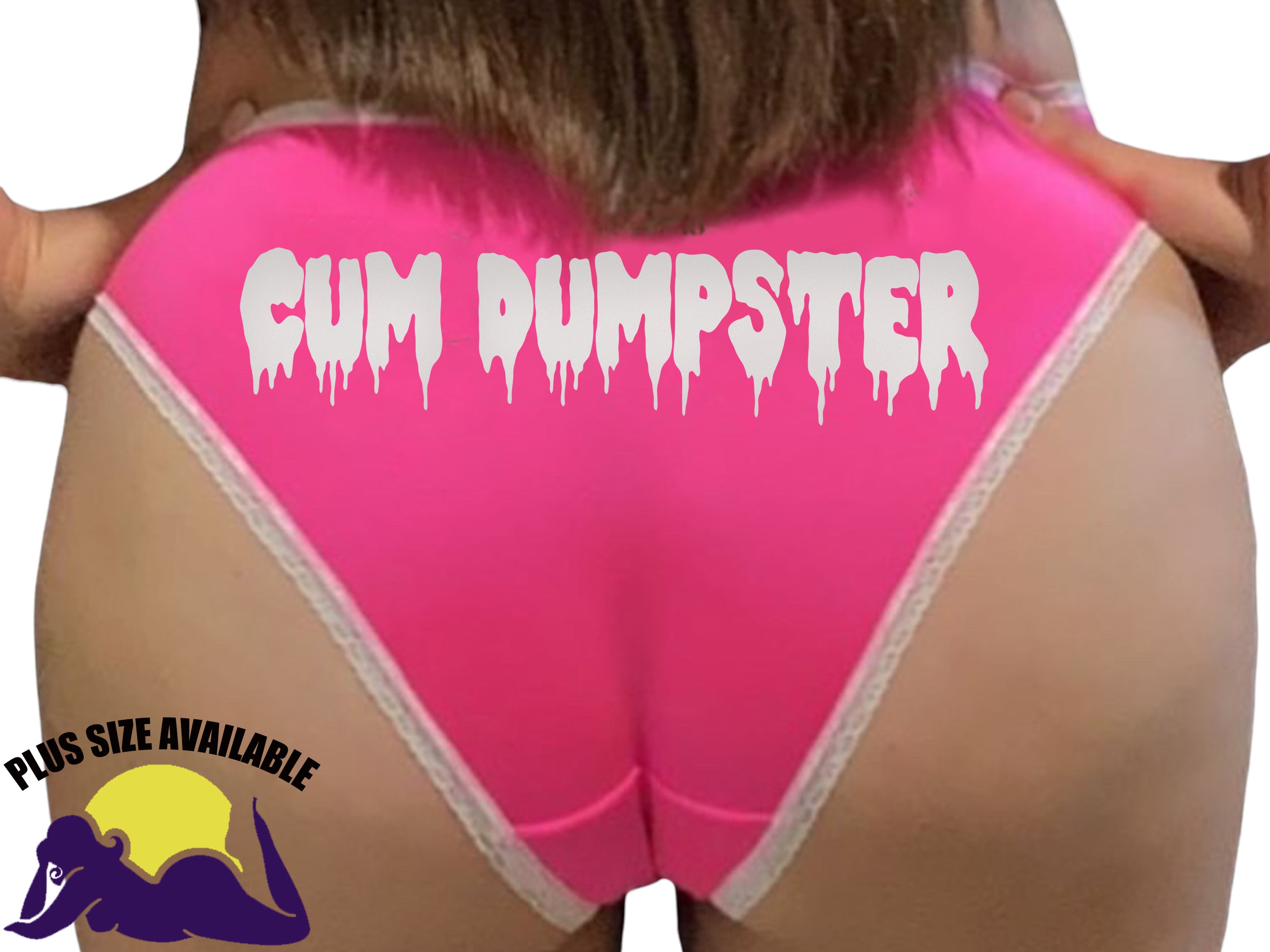 CUM DUMPSTER Slutty Cum Slut Drippy Pink Bikini Panty Panties