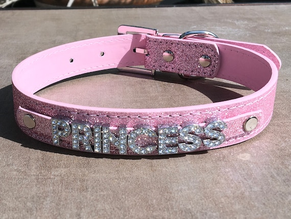 PRINCESS rhinestone choker sparkly baby pink leather collar daddy's little babygirl slut whore ddlg hotwife shared owned Cumslut Baby Girl