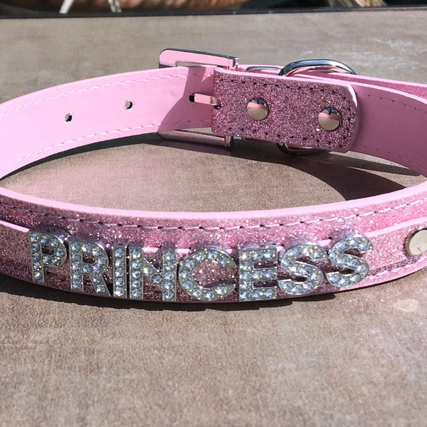 PRINCESS rhinestone choker sparkly baby pink leather collar daddy's little babygirl slut whore ddlg hotwife shared owned Cumslut Baby Girl