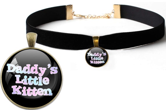 Pastel DADDYS LITTLE KITTEN sexy choker necklace for daddys little princess baby girl slut collar necklace ddlg cglg bdsm flirty fun