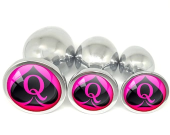 QUEEN Of SPADES Logo Pink Anal Plug for BBC Lovers Buttt Plug in 3 sizes - Bull Rider Owned Shared HotWife Hot Wife Cuckold Hubby Vixen Stag