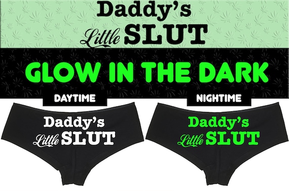 Glow In The Dark DADDY'S LITTLE SLUT owned slave boy short panty Panties boyshort sexy funny rude collar collared neko pet play Kitten cgl