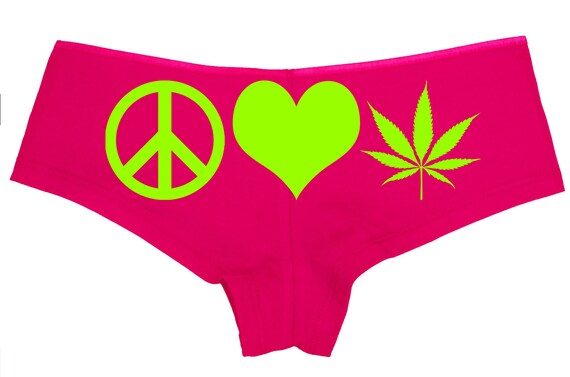 PEAVE LOVE POT marijuana weed leaf 420 dope boy short panty panties new boyshort sexy funny underwear black rave wear booty shorts cannabis