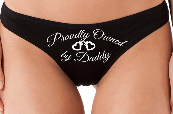 PROUDLY OWNED By DADDY little slave comfy black thong panties boyshort color sexy funn rude collar collared neko pet play Kitten cgl ddlg