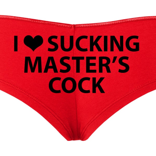 Knaughty Knickers I Love Sucking Masters Cock Submissive Blow Job Slut Oral Sex Deepthroat for Dominant Daddy Slutty Red Boyshort