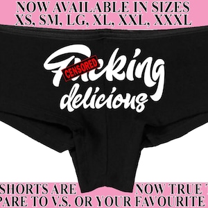 F#CKING DELICIOUS 2 flirty hen party bachelorette party boy short panty  panties boyshort sexy funny rude oral fun slutty for the panty game