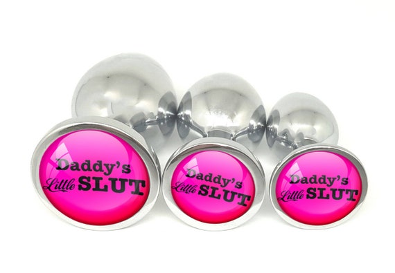 DADDYS LITTLE SLUT Black on Pink - Butt Plug in 3 sizes - ddlg cglg Babydoll hotwife hot wife shared vixen baby girl slut Owned Princess