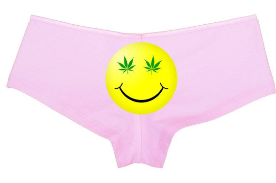 SMILEY FACE HELLO high 420 dope marijuana leaf pot weed boy short panty panties new boyshort color choices sexy funny ass tray roll on it