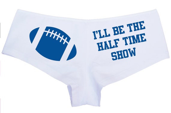 I Will Be The HALF TIME SHOW flirty white boy short underwear panties Pro College Football Team Colors panty game bridal shower party gift