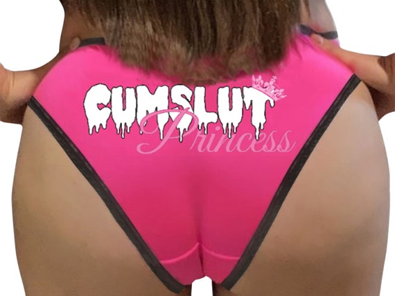 CUMSLUT PRINCESS Cum Slut lacey pink bikini panties slutty sexy panty bdsm ddlg cglg dumpster dump hotwife shared owned cumplay vixen facial