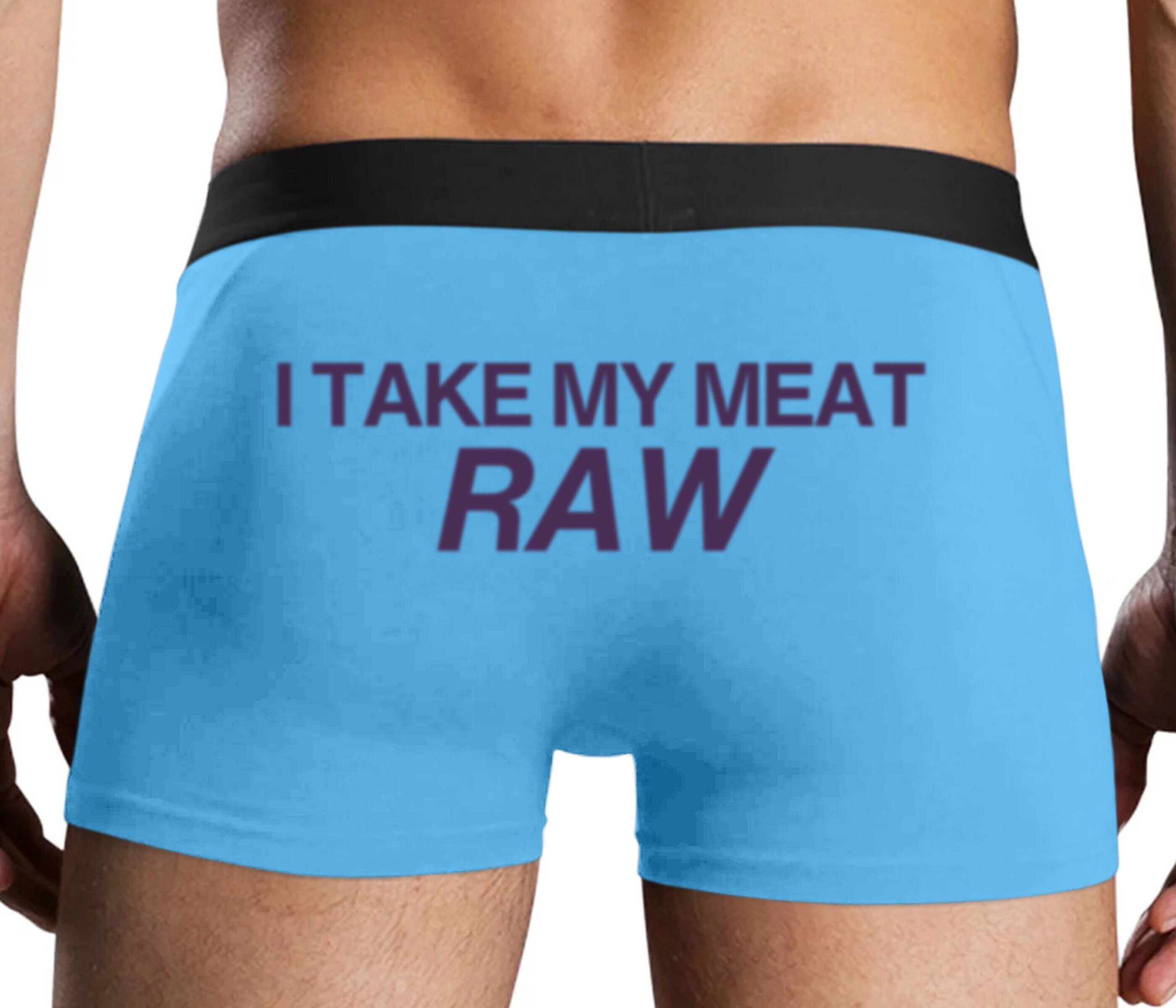 I Take My Meat Raw Mens Light Blue Boxer Briefs Trunk Style Soft  Comfortable Sexy 