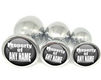 Custom Personalized Butt Plug - PROPERTY OF Insert your name PLUG 3 sizes - owned slut bdsm ddlg anal play hot wife hotwife lifestyle gray