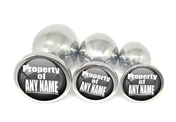 Custom Personalized Butt Plug - PROPERTY OF Insert your name PLUG 3 sizes - owned slut bdsm ddlg anal play hot wife hotwife lifestyle gray