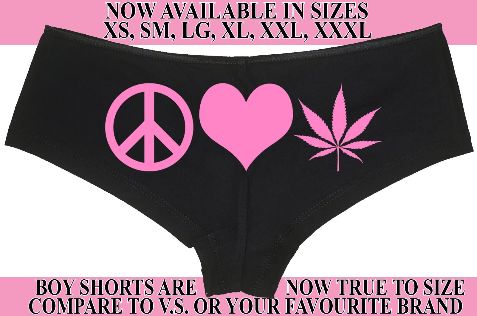 PEAVE LOVE POT marijuana weed leaf 420 dope boy short panty panties new