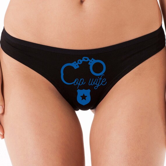 COP WIFE Frisk Me Police LEO thong panties honeymoon engagement bridal bachelorette policeman sexy party wifey search warrant not required 2