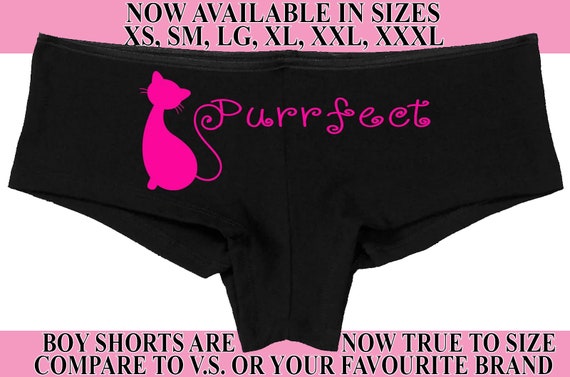 PURRFECT Perfect with kitty cat new wife honeymoon engagement bridal bachelorette hen boy short panty panties boyshort sexy funny party sexy