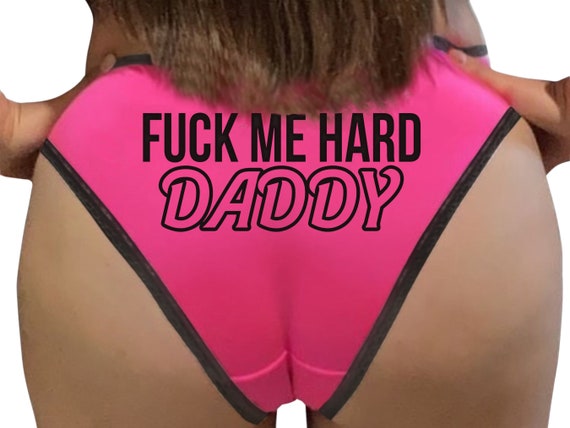 FUCK Me HARD DADDY Pink Bikini Panty Panties sexy Black Lace trim good girl bad kitten neko pet play cgl ddlg plus size Toy Slut yes bad