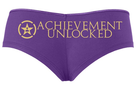 ACHIEVEMENT UNLOCKED RPG wargaming magic gaming video gamer nerdy Purple boy short panty Panties sexy funny nerdgirl flirty underwear