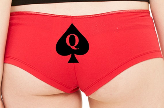 QUEEN of SPADES for BBC lovers owned slave boy short panty Panties boyshort sexy funny rude slutty slut collar collared hotwife hot wife red