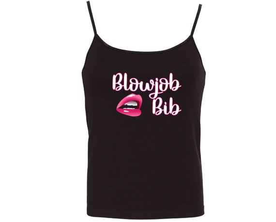 BLOWJOB BIB White pink on black camisole sexy rude cum slut collar collared bondage bdsm ddlg cglg blow job cumslut princess daddy's girl