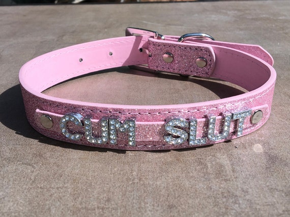 Cumslut - Rhinestone Submissive Collar - Hotwife Fetishwear - BDSM Collar - Choose Your Color