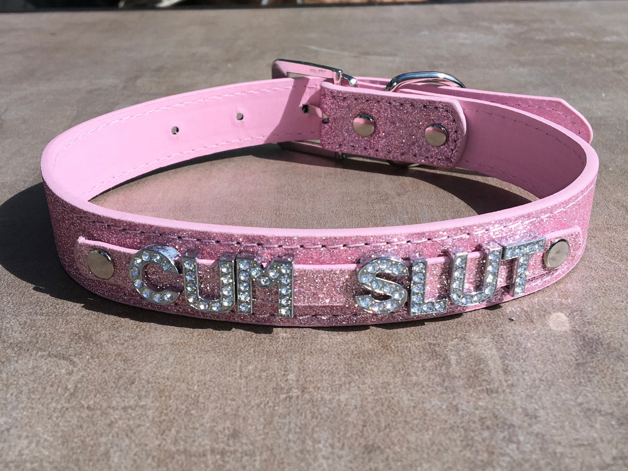 Cumslut Rhinestone Submissive Collar Hotwife Fetishwear picture