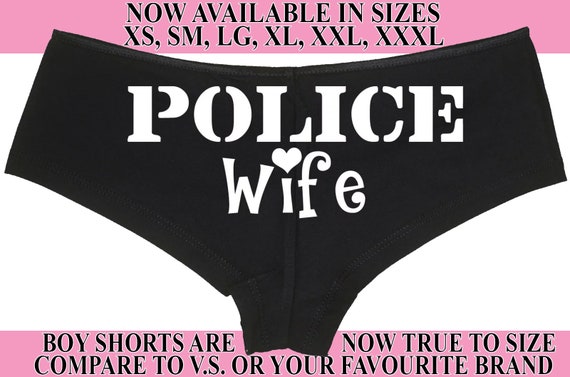 LEO POLICE WIFE new honeymoon engagement bridal bachelorette hen boy short panty Panties boyshort policeman sexy funny party sexy Wifey cop