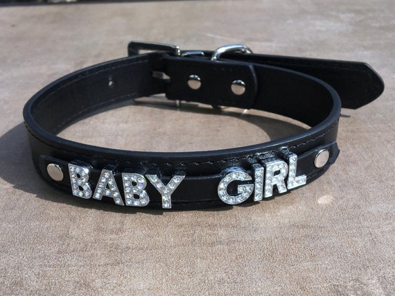 Baby Girl - Rhinestone Submissive Collar - DDLG Fetishwear - BDSM Collar - Choose Your Color