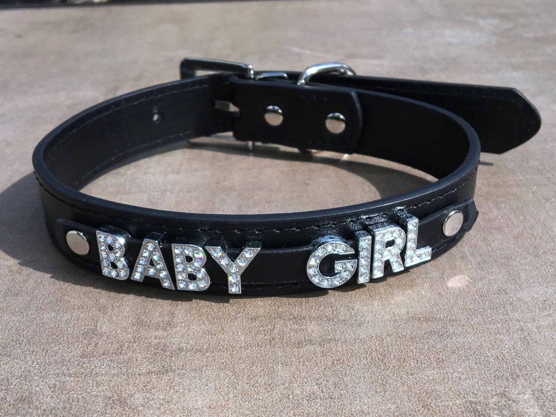 Baby Girl Rhinestone Submissive Collar DDLG Fetishwear photo