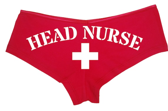 HEAD NURSE RED Boyshort panties funny oral sex joke sexy nurse boy short underwear dress up or cosplay for daddy and baby girl