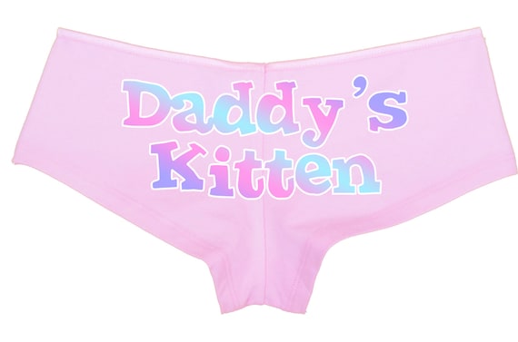 Daddy's KITTEN pastel gradient owned slave boy short panty Panties boyshort sexy Rear Center rude slut collar collared neko pet play kawaii