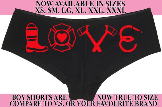 I LOVE my FIREFIGHTER Fireman Wife honeymoon engagement bridal bachelorette hen panty Panties boyshort fire man woman sexy party wifey