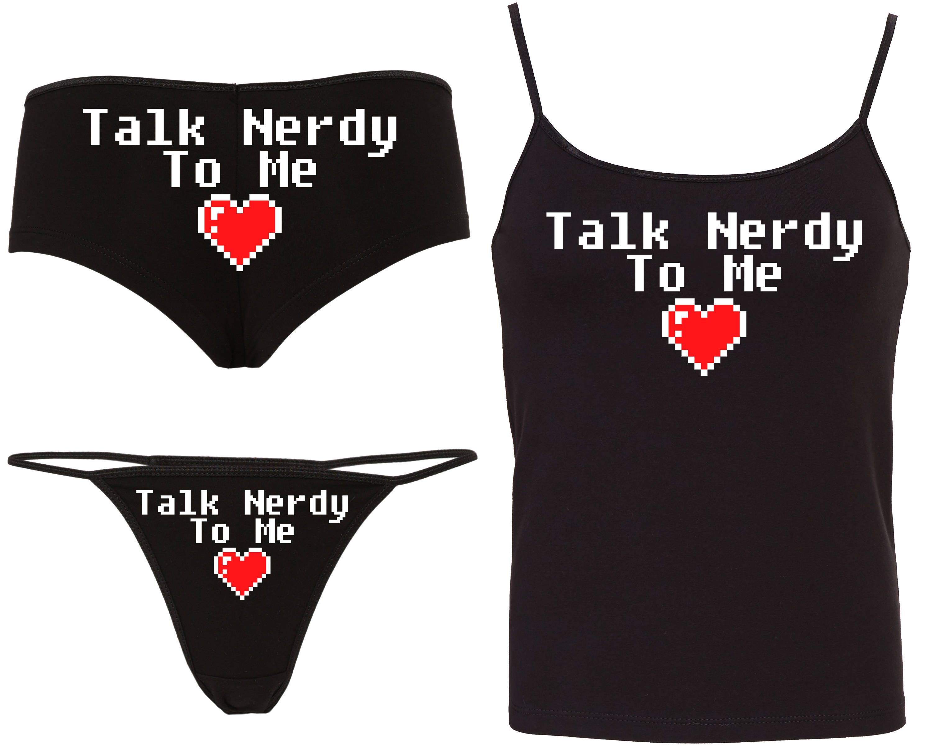 TALK NERDY to Me Camisole Set With Matching Boy Short or Thong Panties  Boyshort Sexy Nerdy Gamer Girl Video Game 16 Bit Rpg Smart Geeky Hot -   Hong Kong