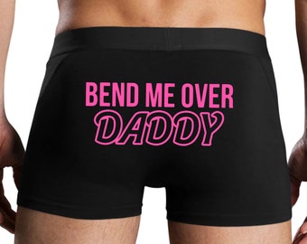 Knaughty Knickers Bend Me Over Daddy Submissive Bottom Gay Bi Mens Black Trunk Boxer Briefs