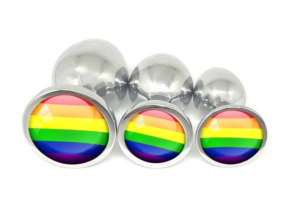 LGB LGBTQ PRIDE Rainbow Flag Anal Butt Plug in 3 sizes Gay Lesbian Pride Trans Flag Ass Play Princess Plugs