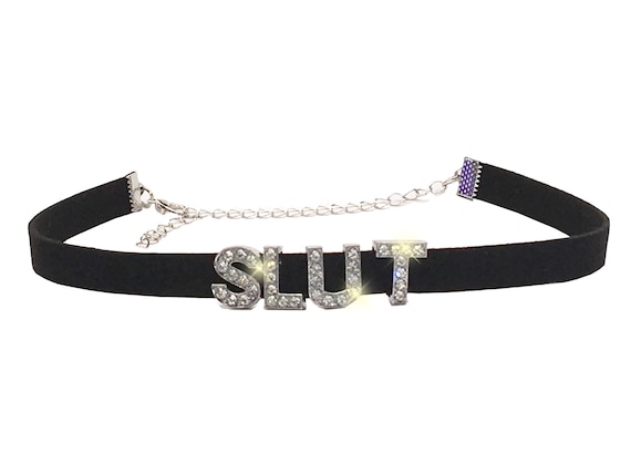 Daddys SLUT Fuck Toy sexy choker necklace for owned hotwife slut shared slutty hot wife sparkly rhinestone collar necklace ddlg cglg bdsm