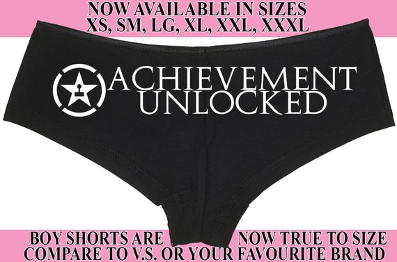 ACHIEVEMENT UNLOCKED RPG wargaming magic gaming video gamer nerdy boy short panty Panties boyshort sexy funny nerdgirl flirty underwear