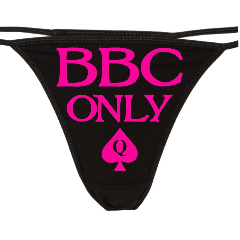 BBC ONLY Queen of Spades QofS logo on black thong lovers owned image 4.