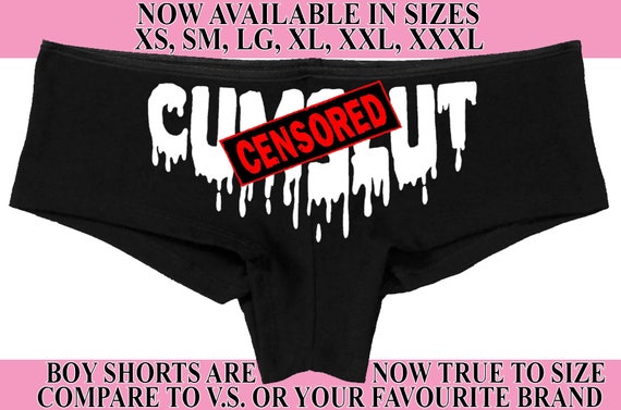 C*M SLUT CUMSL*T DRIPPY slutty side printed on Front hen party bachelorette black boy short panty Panties boyshort sexy rude bdsm ddlg cgl