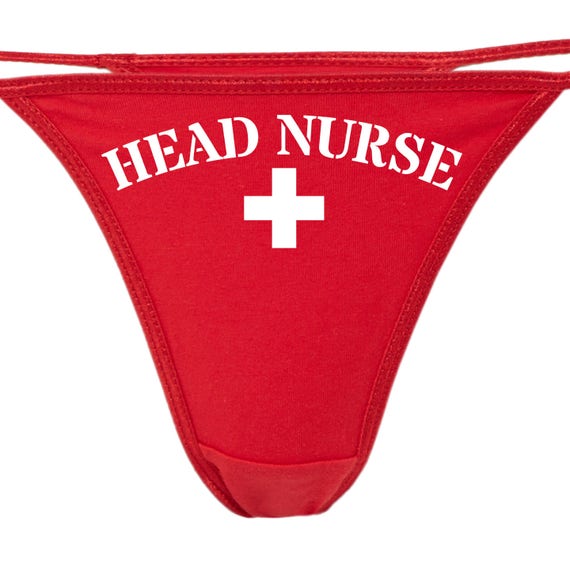 HEAD NURSE RED Thong Panties Funny Oral Sex Joke Sexy Nurse Flirty